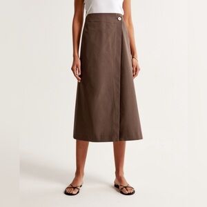 Poplin Wrap Midi Skirt